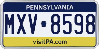 PA license plate MXV8598