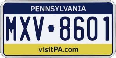 PA license plate MXV8601