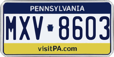 PA license plate MXV8603