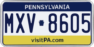 PA license plate MXV8605