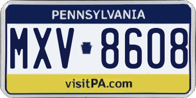 PA license plate MXV8608