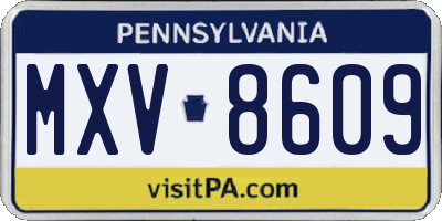 PA license plate MXV8609