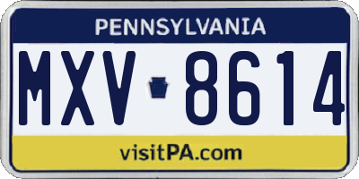 PA license plate MXV8614
