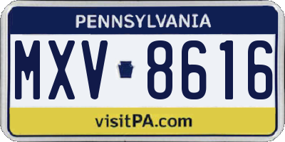 PA license plate MXV8616