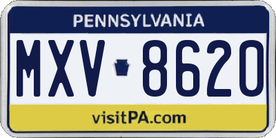 PA license plate MXV8620
