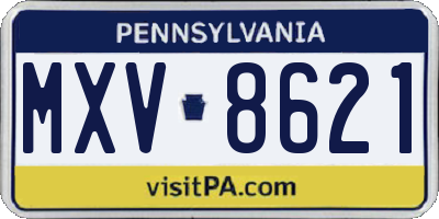 PA license plate MXV8621