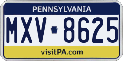 PA license plate MXV8625