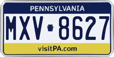 PA license plate MXV8627