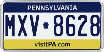 PA license plate MXV8628