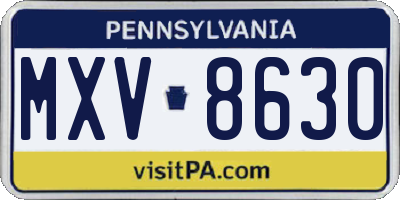 PA license plate MXV8630