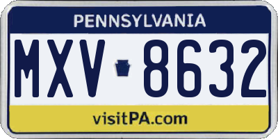 PA license plate MXV8632