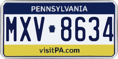 PA license plate MXV8634