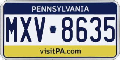 PA license plate MXV8635