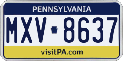 PA license plate MXV8637