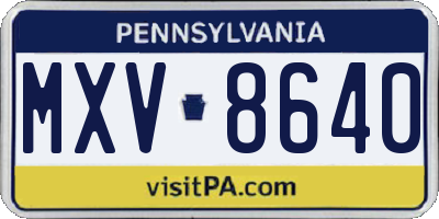 PA license plate MXV8640