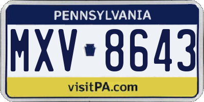 PA license plate MXV8643