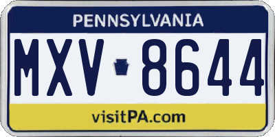 PA license plate MXV8644