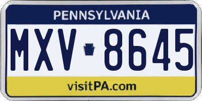 PA license plate MXV8645