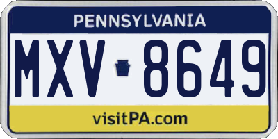 PA license plate MXV8649
