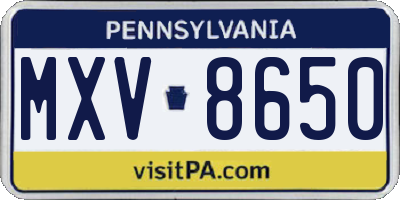 PA license plate MXV8650