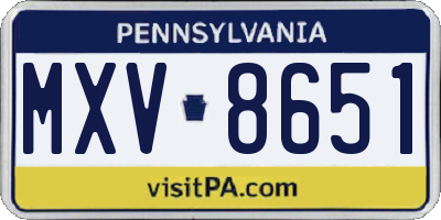 PA license plate MXV8651