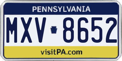 PA license plate MXV8652