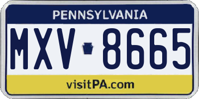 PA license plate MXV8665