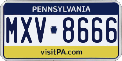 PA license plate MXV8666
