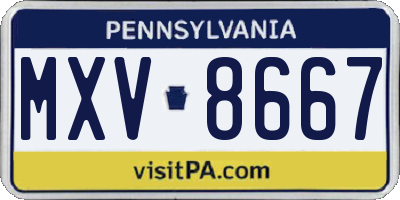 PA license plate MXV8667
