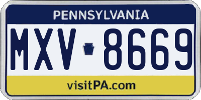 PA license plate MXV8669
