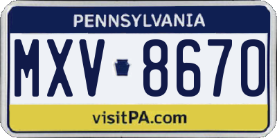 PA license plate MXV8670