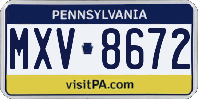 PA license plate MXV8672