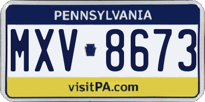 PA license plate MXV8673