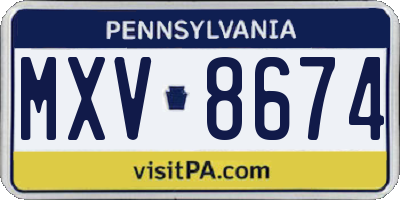 PA license plate MXV8674