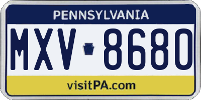 PA license plate MXV8680
