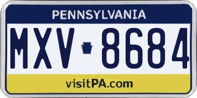 PA license plate MXV8684