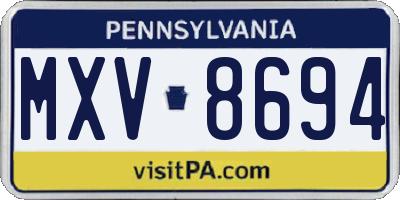PA license plate MXV8694