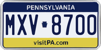 PA license plate MXV8700