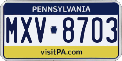 PA license plate MXV8703