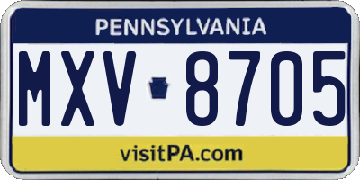 PA license plate MXV8705