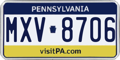 PA license plate MXV8706