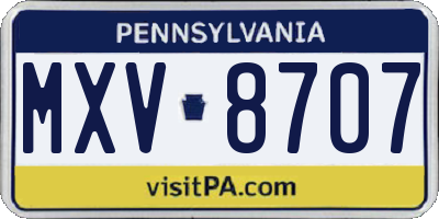 PA license plate MXV8707