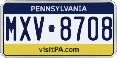 PA license plate MXV8708