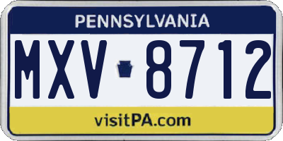 PA license plate MXV8712
