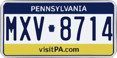 PA license plate MXV8714