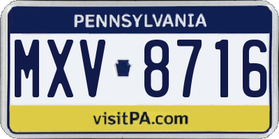 PA license plate MXV8716