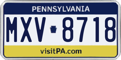 PA license plate MXV8718