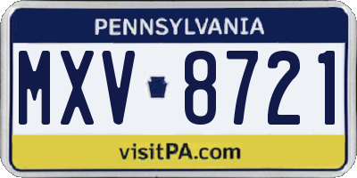 PA license plate MXV8721