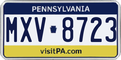 PA license plate MXV8723