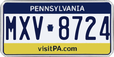 PA license plate MXV8724